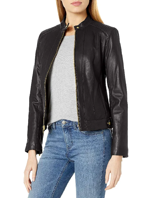 Cole Haan Women's Racer Jacket with Quilted Panels