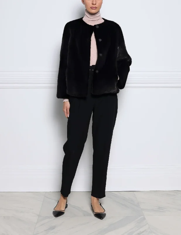 The Tallie Mink Fur Jacket in Black