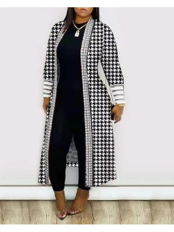 Digital Printing Patchwork Long Sleeve Cardigan