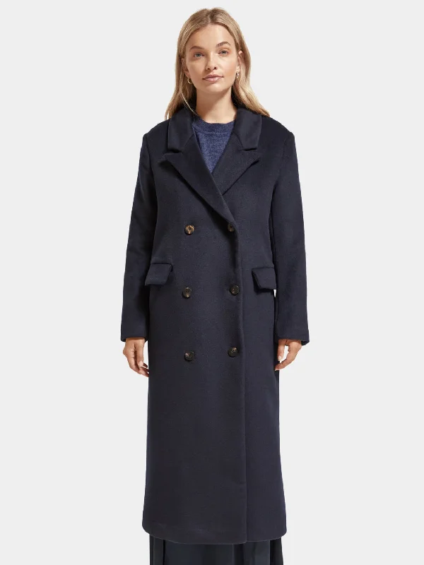 Double-breasted wool coat