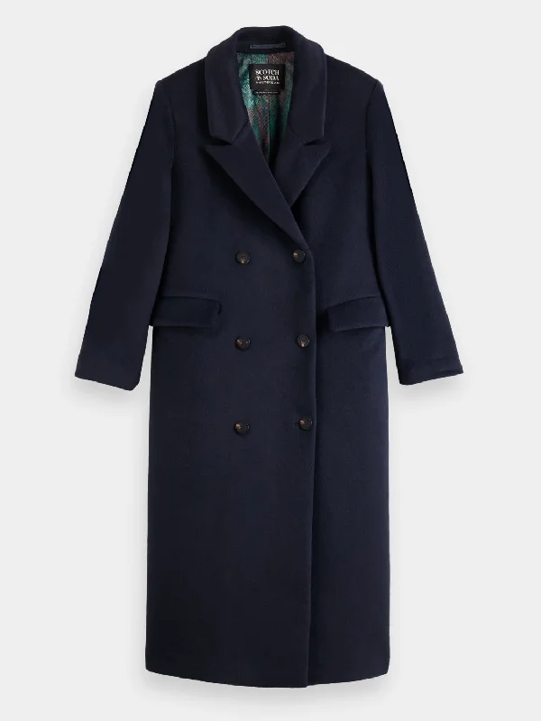 Double-breasted wool coat