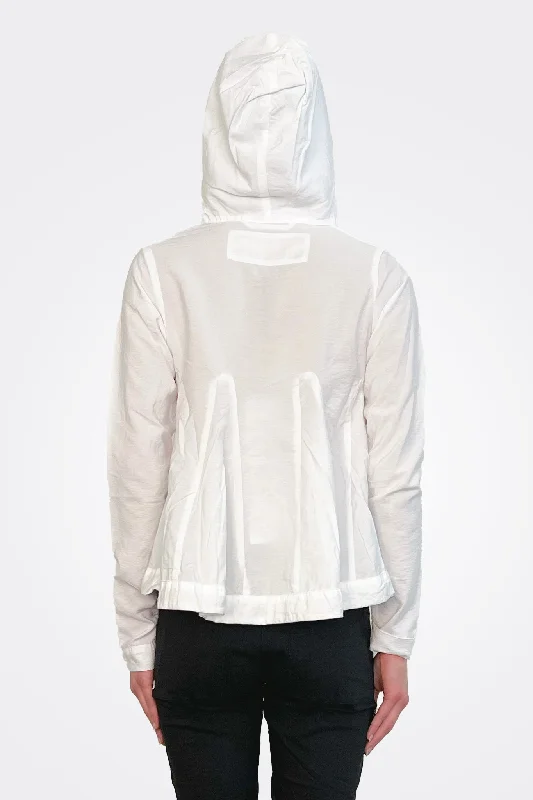 Graphic Zip Hooded Pocket Jacket - White