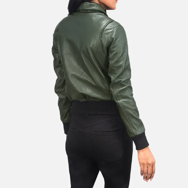 New Women Green Suede A2 Bomber Jacket