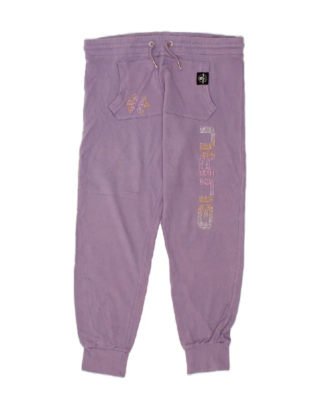 GURU Womens Graphic Tracksuit Trousers Joggers UK 16 Large Purple Cotton