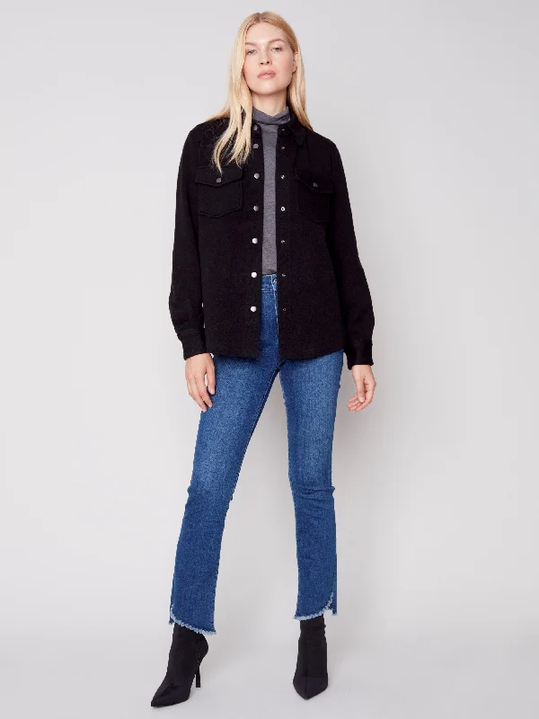 Gutsy Knit Shirt Jacket - Black