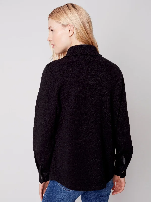 Gutsy Knit Shirt Jacket - Black