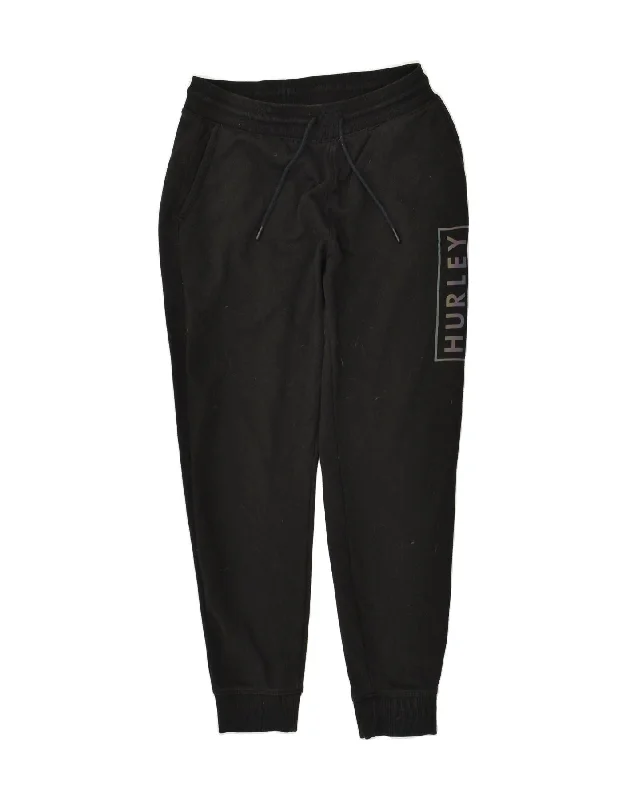 HURLEY Womens Tracksuit Trousers Joggers UK 14 Medium Black Cotton