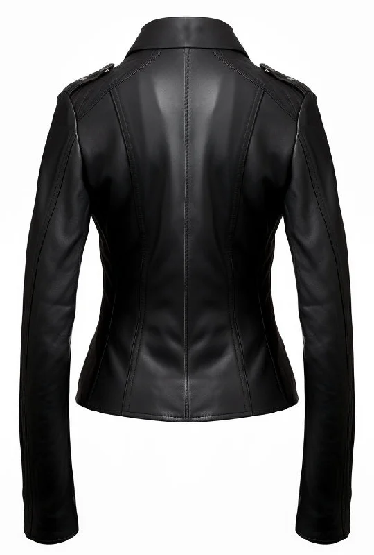 Isabella Black Biker Women Leather Jacket