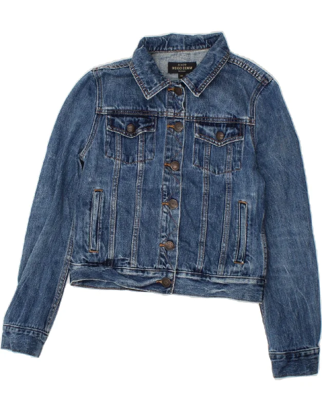 J. CREW Womens Crop Denim Jacket UK 6 XS Blue Cotton