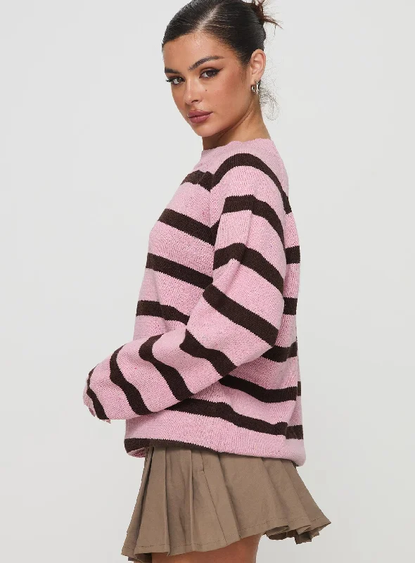 Jacquette Knit Jumper Pink / Brown