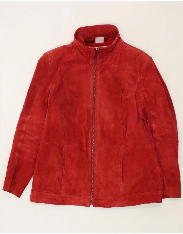 JCC Womens Suede Jacket UK 16 Large Red