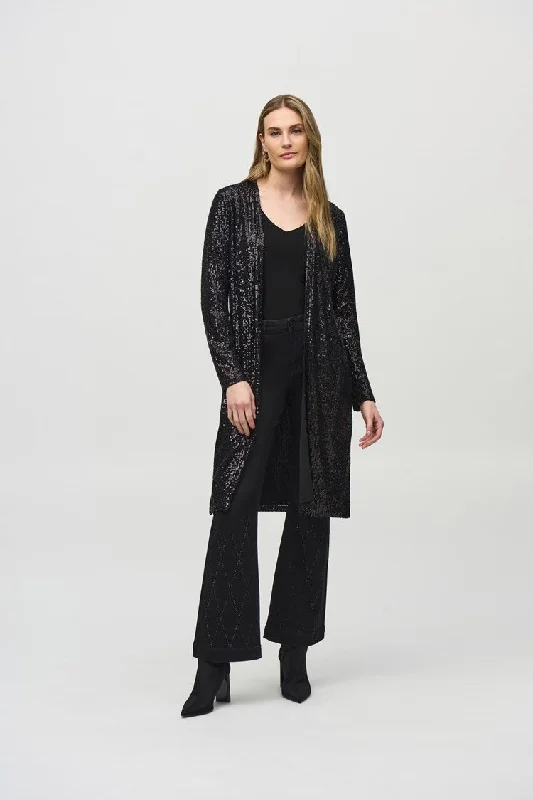 Joseph Ribkoff Black Sequined Knit Cover-Up