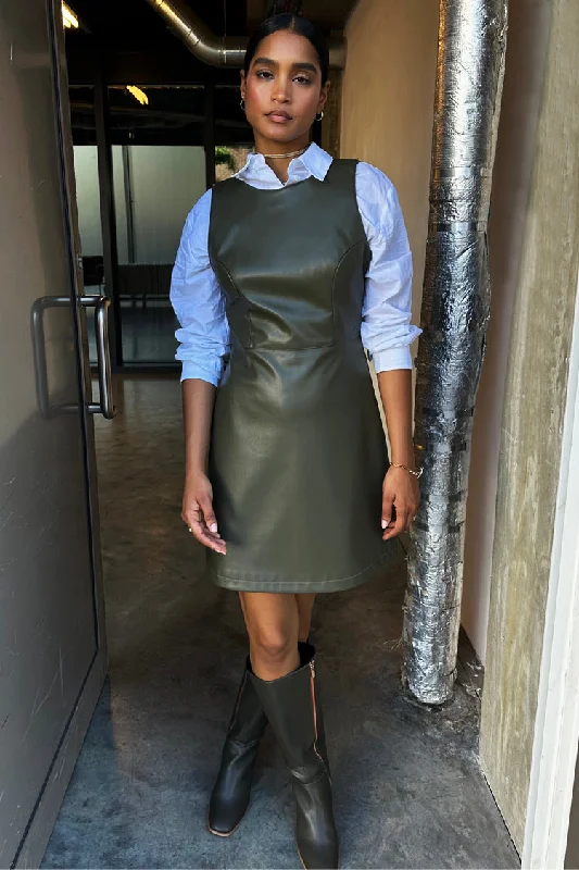 Khaki Sophie Pinafore Dress