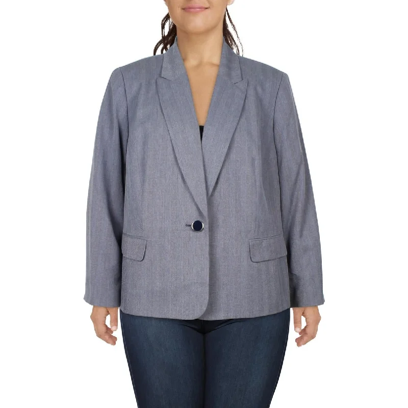 Le Suit Womens Plus Pattern  One-Button Blazer