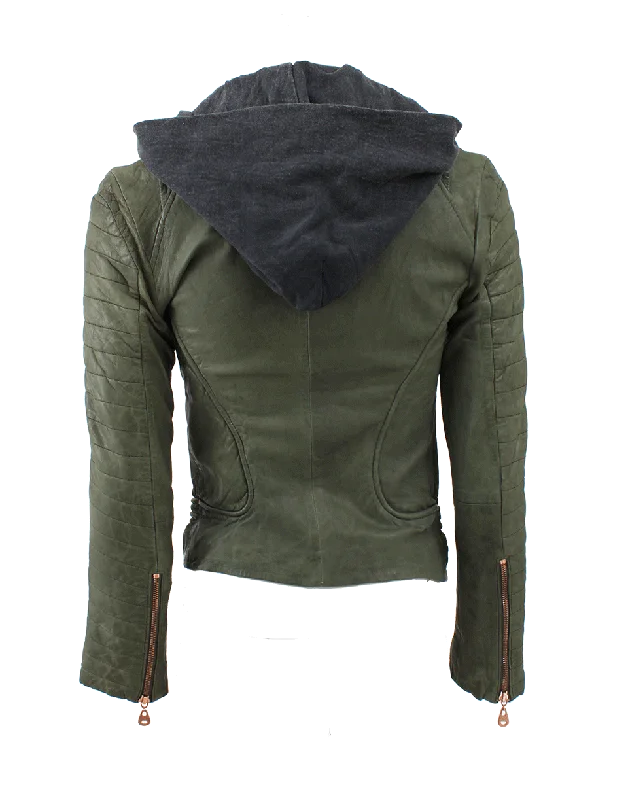 Leather Jacket With Detachable Hood