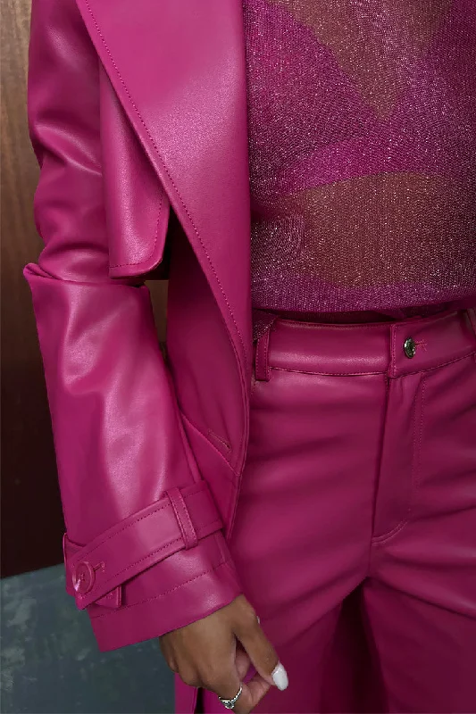 Magenta Vegan Leather Trench