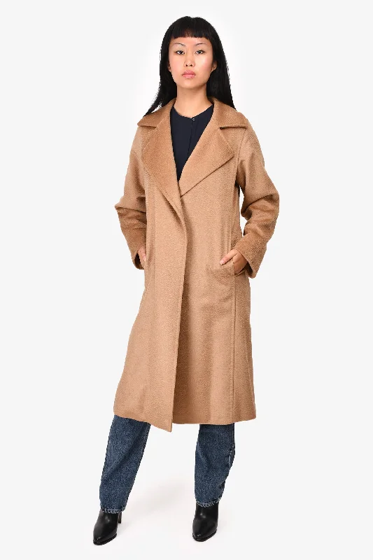 Max Mara Camel Long Sleeve Belted Coat Size 34