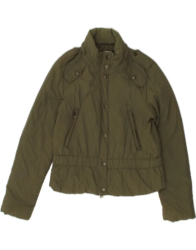 MOSCHINO Womens Military Jacket UK 10 Small Khaki Polyamide