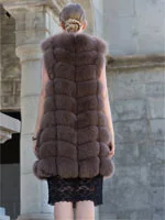 New style natural fox fur round collar lady fur vest Factory direct sales Can be customized QD.YISHANG