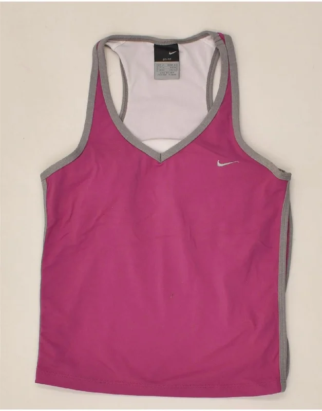 NIKE Womens Dri Fit Vest Top UK 8/10 Small Pink Polyester