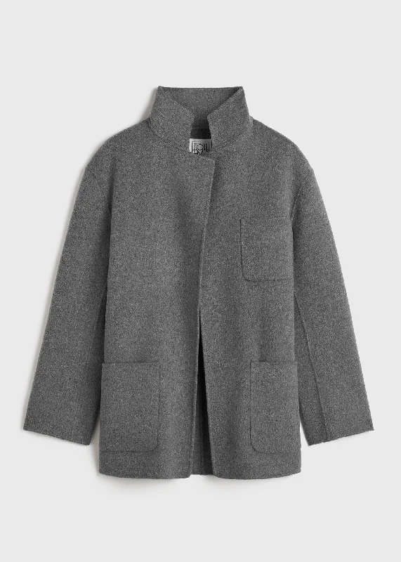 Patch pocket doublé jacket pale grey melange