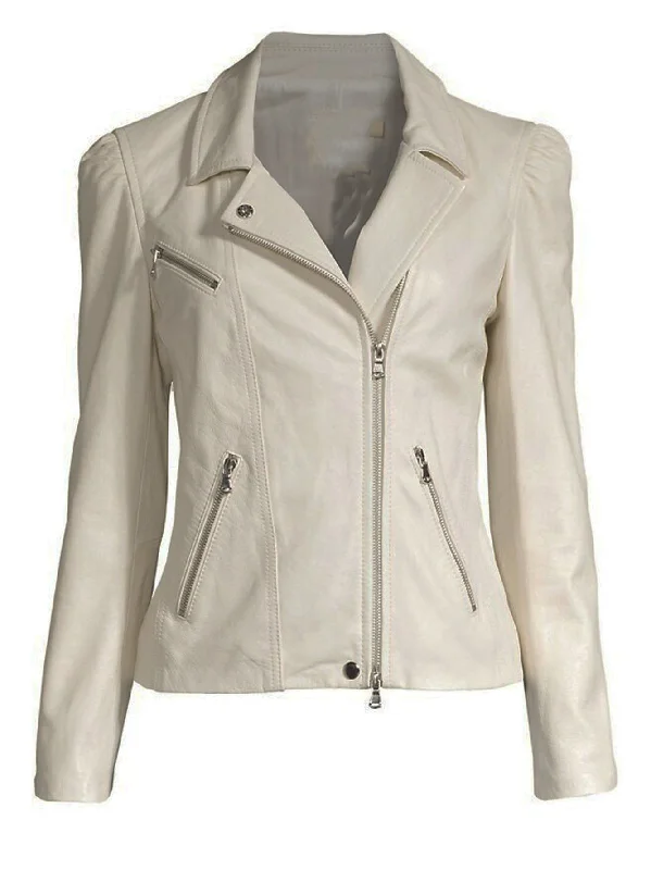 Women's Leather Jacket | Perfecto Biker Jacket Whte