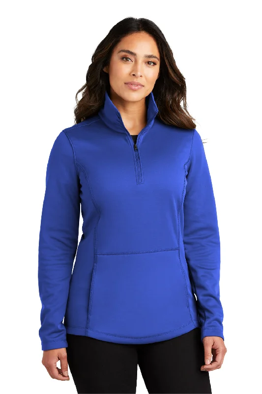 Port Authority Womens Smooth Fleece 1/4 Zip Hooded Jacket - True Royal Blue