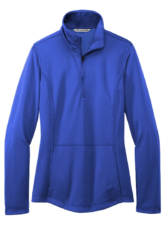 Port Authority Womens Smooth Fleece 1/4 Zip Hooded Jacket - True Royal Blue