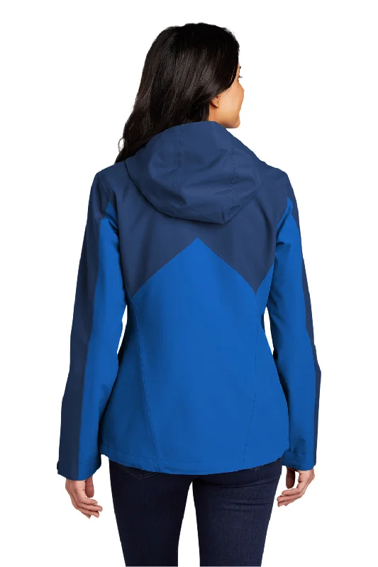 Port Authority Womens Tech Wind & Water Resistant Full Zip Hooded Rain Jacket - Estate Blue/Cobalt Blue - Closeout