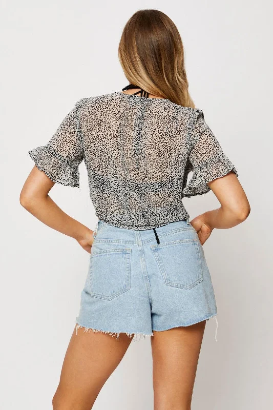 Print Bolero Short Sleeve