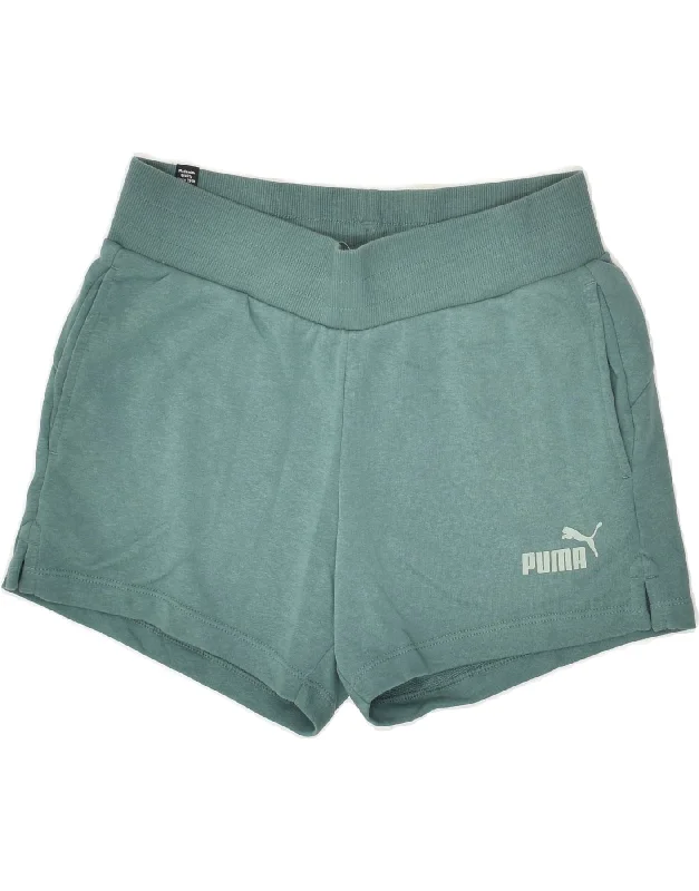 PUMA Womens Graphic Sport Shorts UK 6 XS Green Cotton