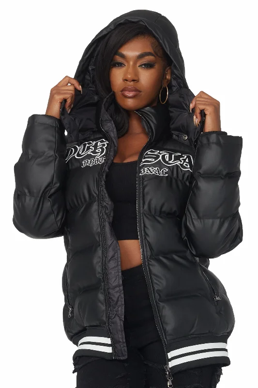 Kehlany Black Oversized Puffer Jacket