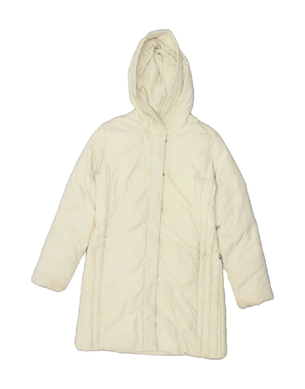 SERGIO TACCHINI Womens Hooded Padded Coat IT 46 Large Off White Polyester