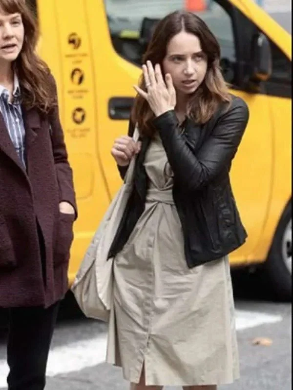 She Said 2022 Zoe Kazan Black Leather Jacket