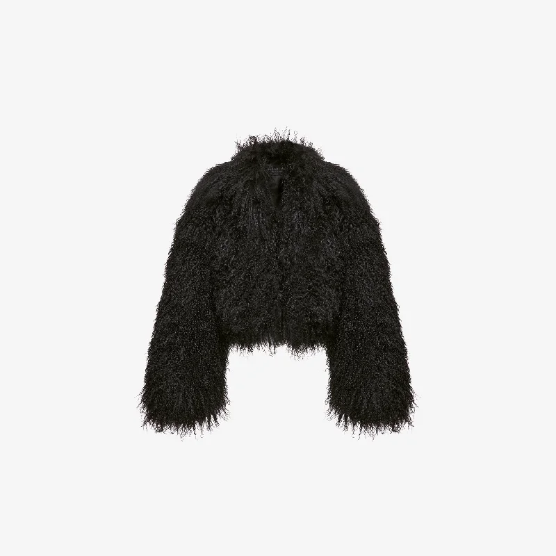 SHORT COAT IN BLACK TIBET FUR