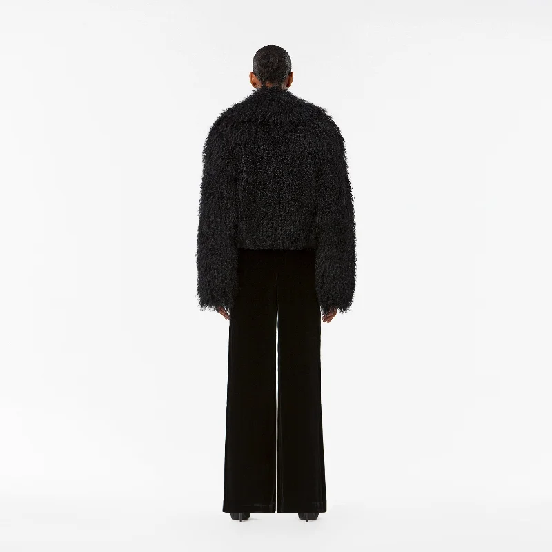 SHORT COAT IN BLACK TIBET FUR