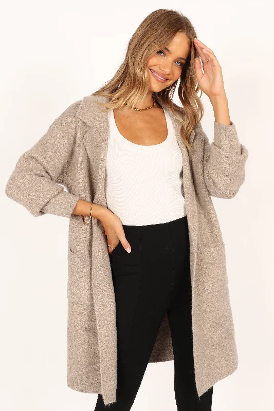 Skylar Open Front Coatigan - Taupe