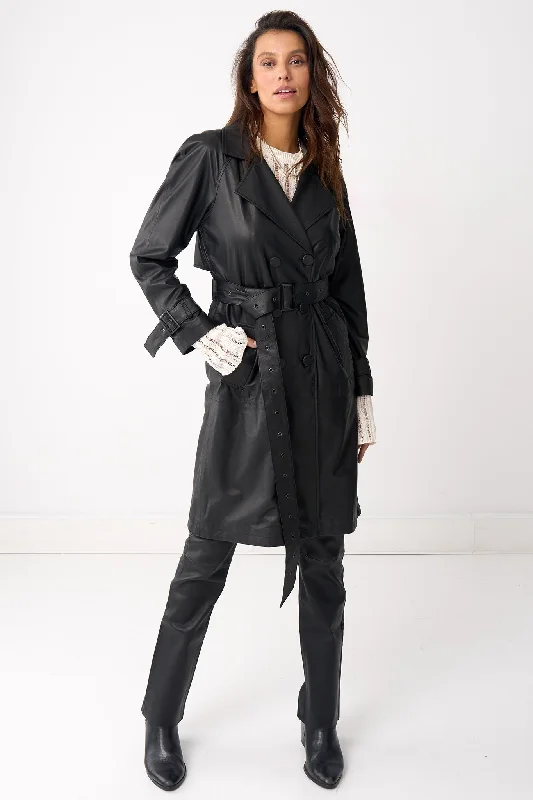 Soho Slouch Leather Trench Black Leather