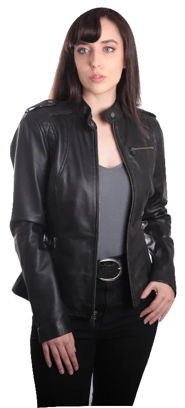 Allie Womens Black Leather Jacket