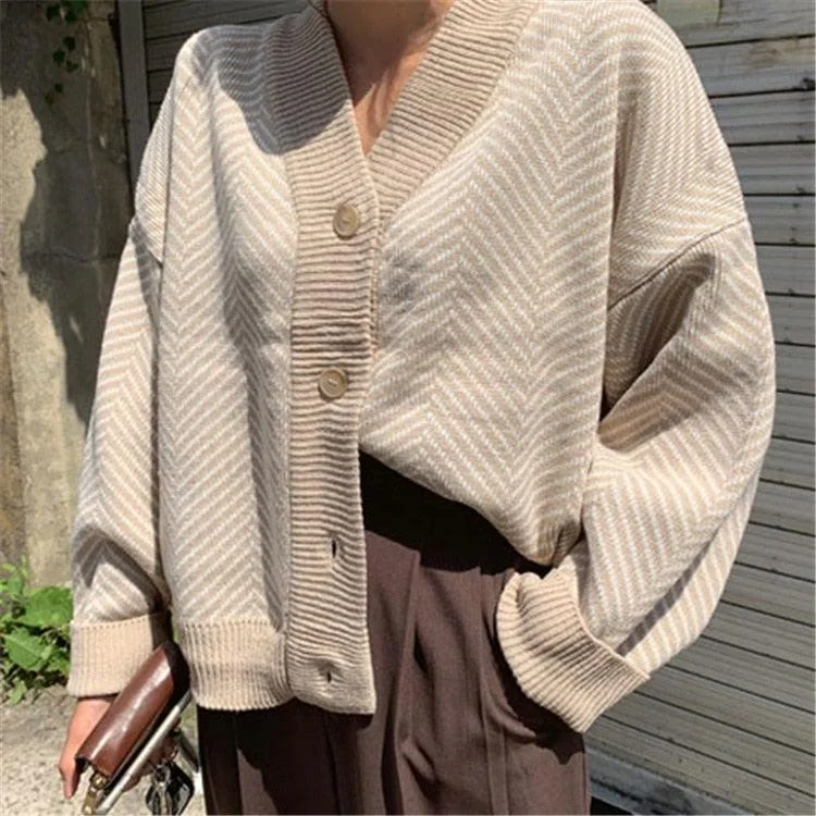 Striped Oversized Women's Cardigan