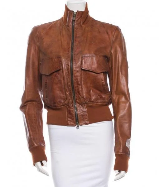 Super Bossy Women Bomber Brown Leather Jackets