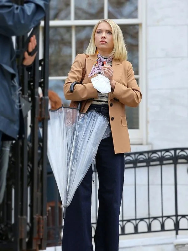 Tavi Gevinson Gossip Girl 2021 Brown Cotton Blazer