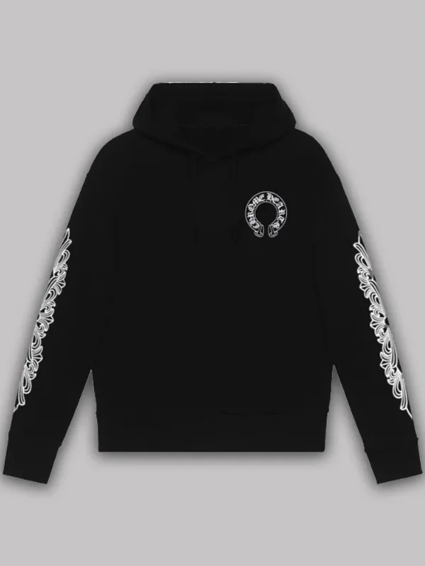 Unisex Chrome Hearts Black Floral Cross Hoodie