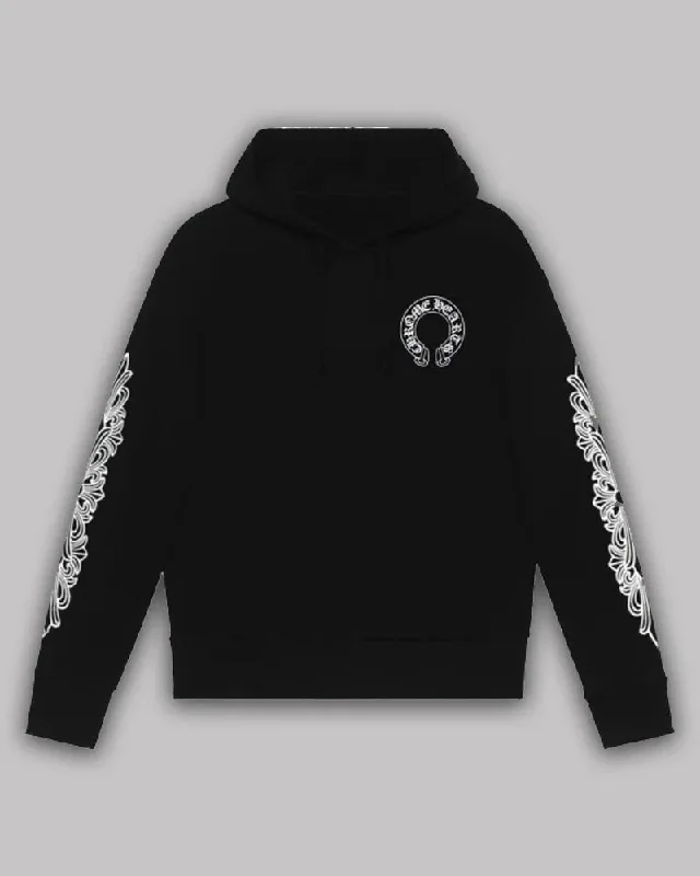 Unisex Chrome Hearts Black Floral Cross Hoodie