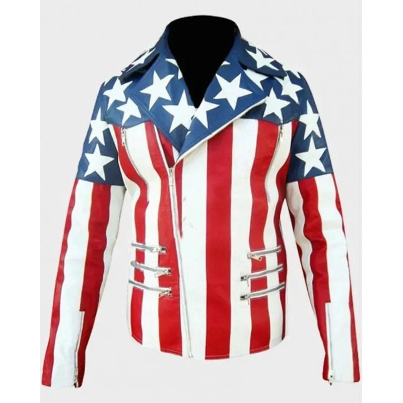 US Flag Leather Jacket