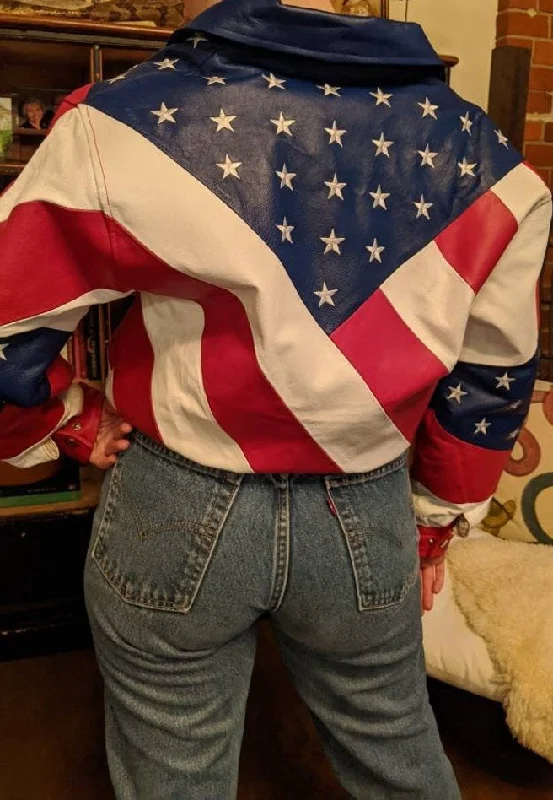 Vintage American Flag Leather Jacket