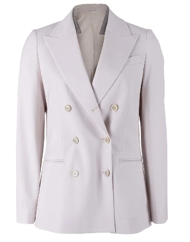 Warm White Double Breasted Couture Monili Collar Detail Jacket