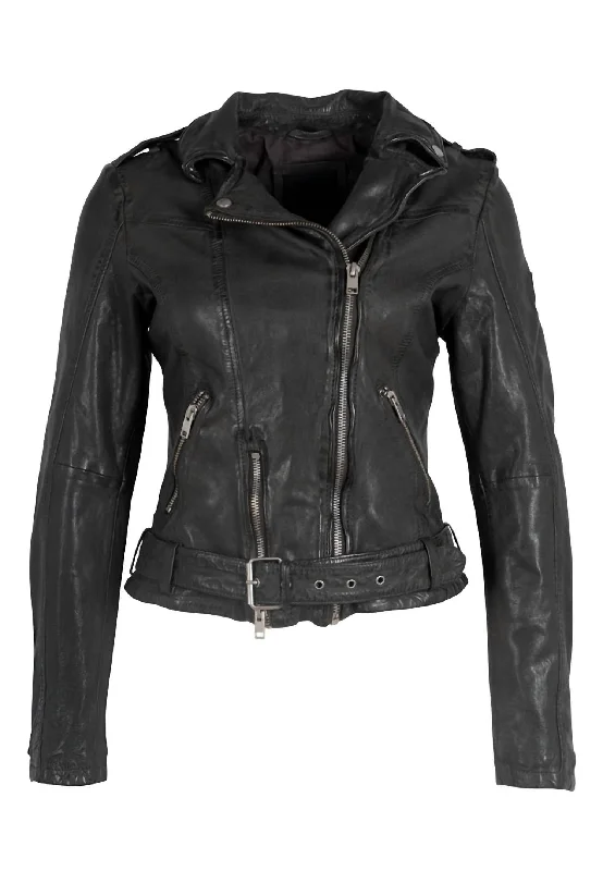 Wild 2 Rf Leather Jacket In Dark Green