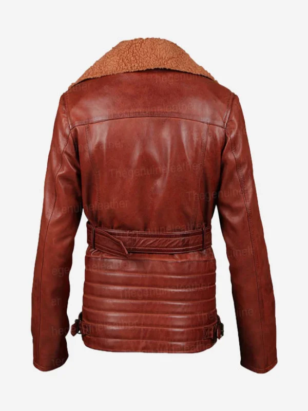 Women Blingsoul Brown Leather Asymmetrical Jacket