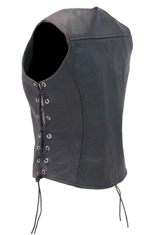 Women’s Black Leather Biker Vest